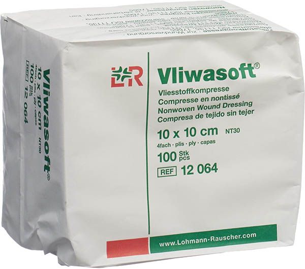 Vliwasoft Vliesstoffkompressen 10x10cm 4-lagig Btl 100 Stück