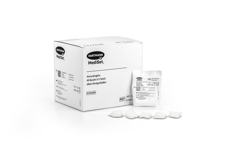 MEDISET Vierecktupfer 2.5x2.5cm st 40 Btl 5 Stück