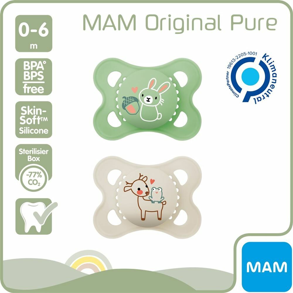 MAM Original Nuggi Pure Silikon 0-6 Monate 2 Stück