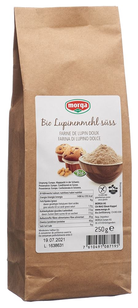 MORGA Lupinenmehl süss Bio glutenfrei 250g