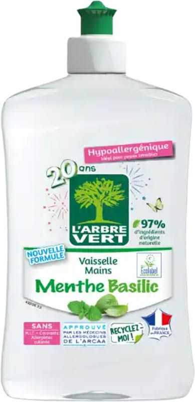 L'ARBRE VERT Geschirrspülmittel Minze Basil 500ml