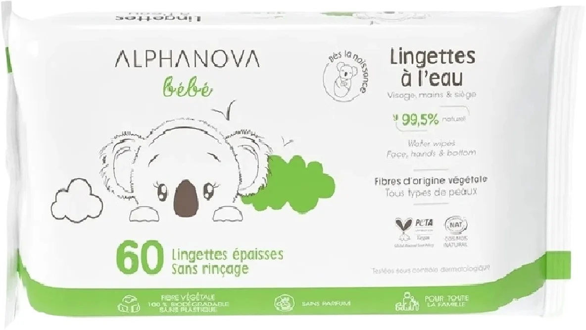 ALPHANOVA BB Pflegetücher Wasser o Parfum 60 Stück