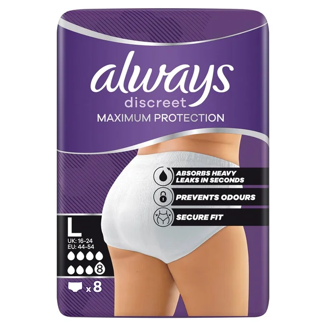 ALWAYS Discreet Inkontinenz Pants L Maximum Protection 8 Stück