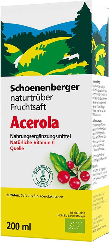 Schoenenberger Acerola naturtrüber Fruchtsaft Bio 200ml Schoenenberger Acerola naturtrüber Fruchtsaft Bio 200ml