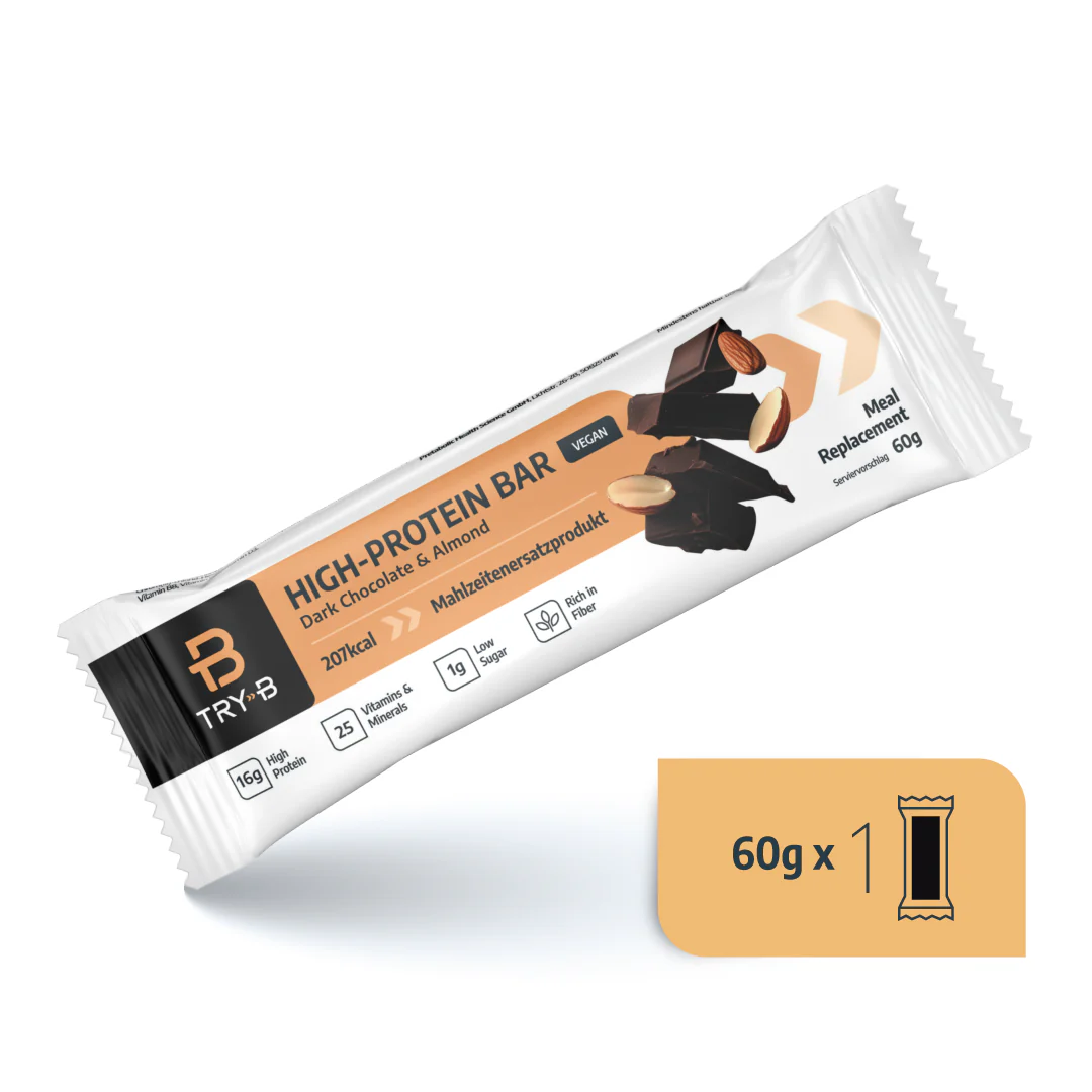 TRY-B Dark Chocolate & Almond Mahlzeitenersatz-Riegel 60g TRY-B Dark Chocolate & Almond Mahlzeitenersatz-Riegel 60g