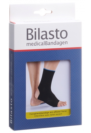 BILASTO Fussgelenkbandage M Ferse offen schw/blau