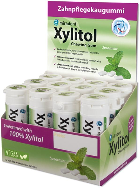 MIRADENT Xylitol Kaugummi Spearmint 12 x 30 Stück MIRADENT Xylitol Kaugummi Spearmint 12 x 30 Stück