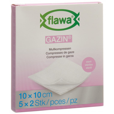 Flawa Gazin Mullkompressen 10x10cm steril 5 x 2 Stück