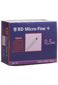 BD Microfine+ U100 Insulin Spritze 8mmx0.3mm 100 x 0.5ml