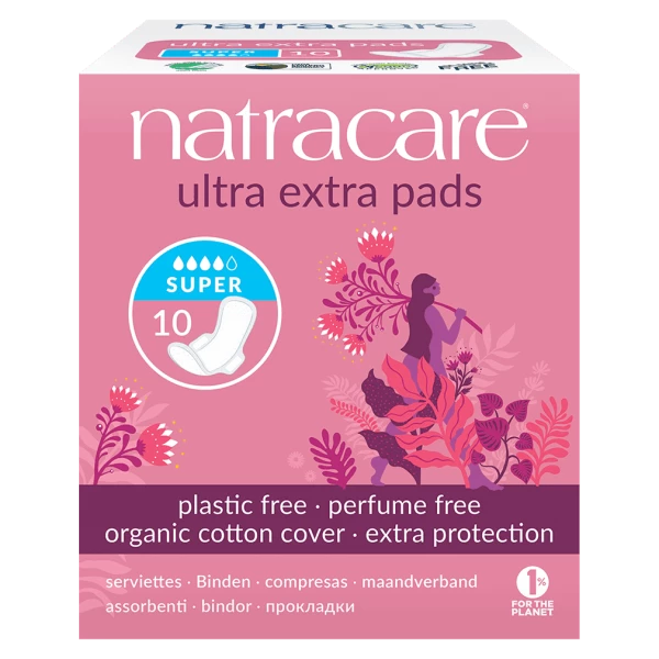 Natracare Damenbinden mit Flügel ultra extra super 10 Stück