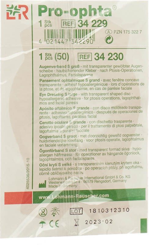 Pro Ophta S Augenverband L durchsichtig