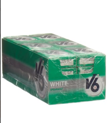 V6 White Kaugummi Spearmint 24 Box