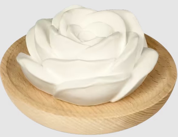 FARFALLA Duftstein Rose mit Holzteller FARFALLA Duftstein Rose mit Holzteller