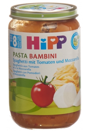 HiPP Pasta Bambini Spaghetti mit Tomaten und Mozzarella 8 Monate 220g
