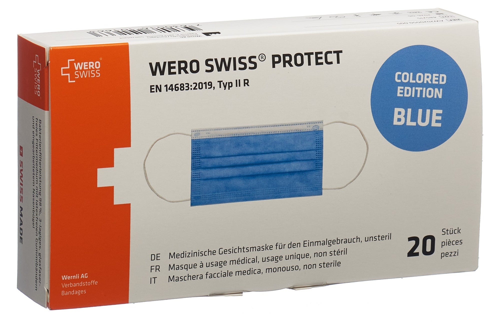 WERO SWISS Protect Maske Typ IIR blau Box 20 Stück
