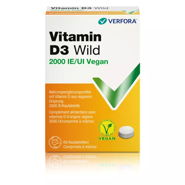 Vitamin D3 Wild Kautabletten 2000 IE vegan 60 Stück Vitamin D3 Wild Kautabletten 2000 IE vegan 60 Stück