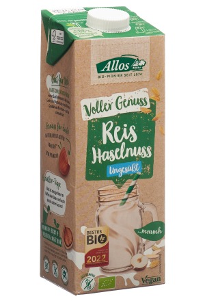 ALLOS Reis-Haselnuss Drink Tetra 1lt