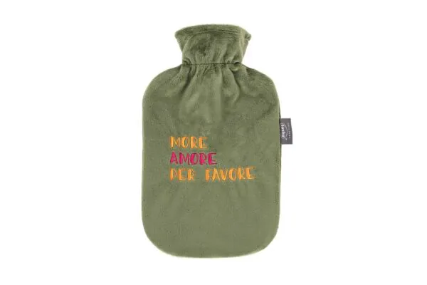 FASHY Wärmflasche 2l Flauschbezug grün Stick