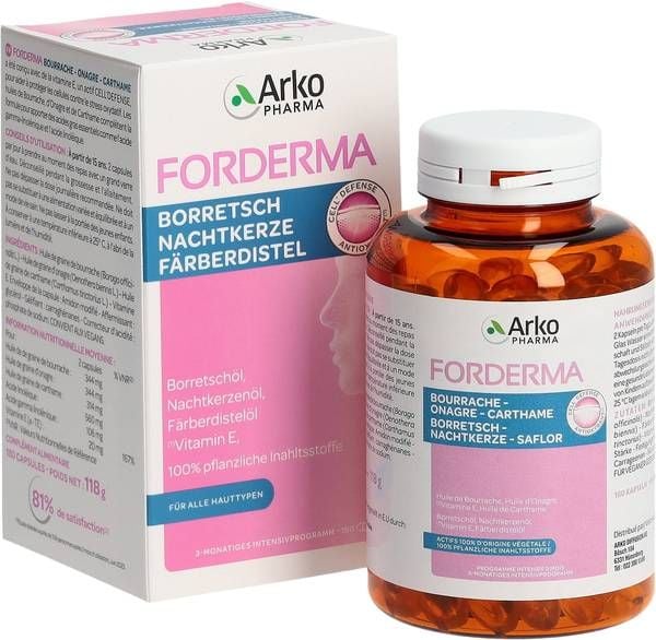 ArkoPharma Forderma Borretsch Nachtkerze Färberdistel Kapseln 180 Stück ArkoPharma Forderma Borretsch Nachtkerze Färberdistel Kapseln 180 Stück
