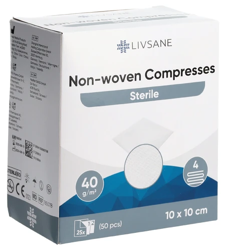 LIVSANE Vlieskompressen 10 x 10 cm steril 2 x 25 Stück
