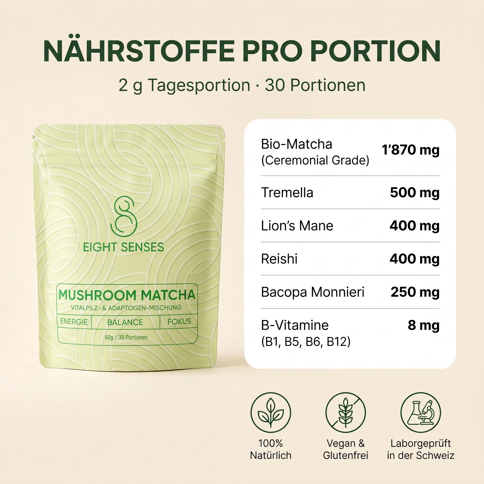 EIGHT SENSES Mushroom Matcha 60g