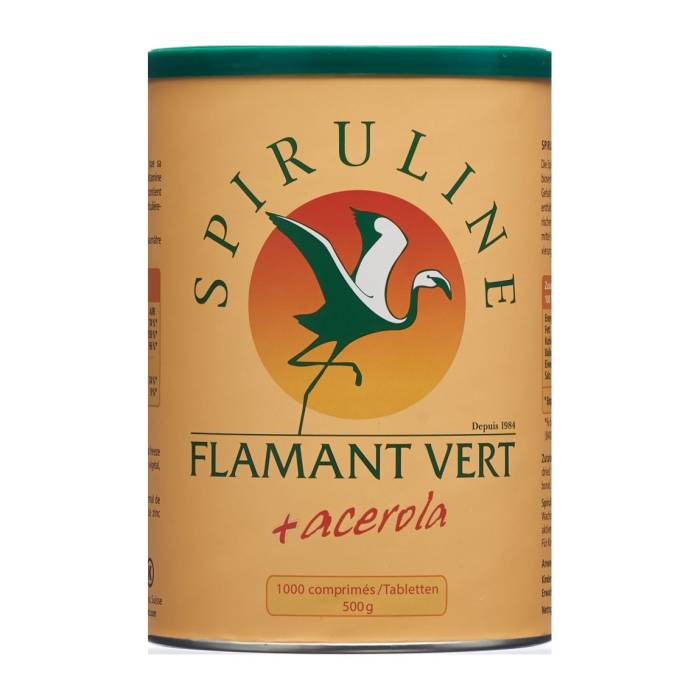 Spirulina Flamant Vert + Acerola (Vitamin C) Tabletten 500mg 1000 Stück Spirulina Flamant Vert + Acerola (Vitamin C) Tabletten 500mg 1000 Stück