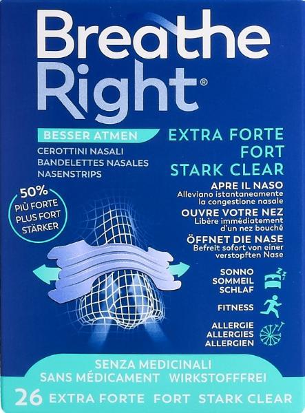 Breathe Right Nasenpflaster EXTRA Stren CLEAR 26 Stück