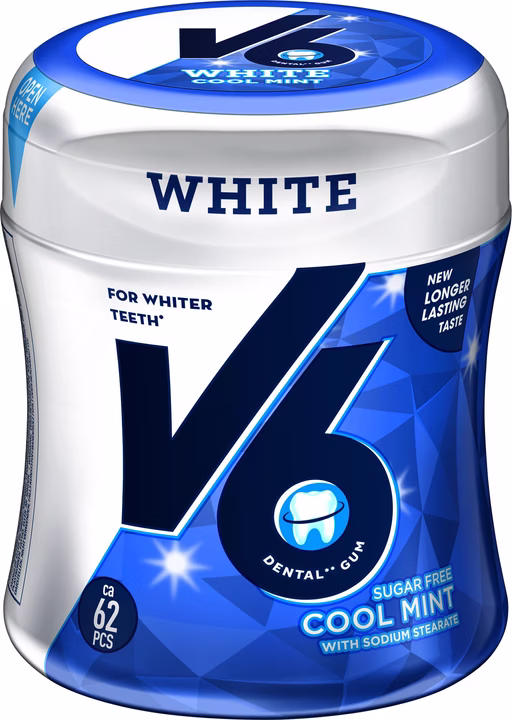 V6 White Kaugummi Cool Mint 60 Stück
