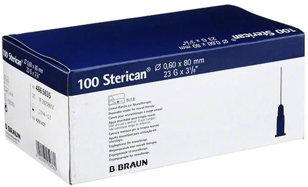 Sterican Nadel 23G 0.60x80mm blau Neu Luer 100 Stück Sterican Nadel 23G 0.60x80mm blau Neu Luer 100 Stück