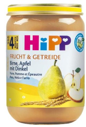 HIPP Bio Birne in Apfel mit Dinkel Glas 190g