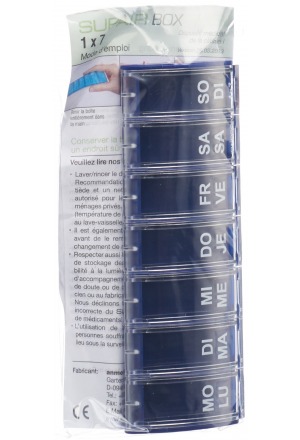 Supairbox 1x7 Wochendispenser deutsch/französisch blau