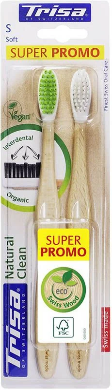 Trisa Natural Clean Holzzahnbürste soft DUO 2 Stück