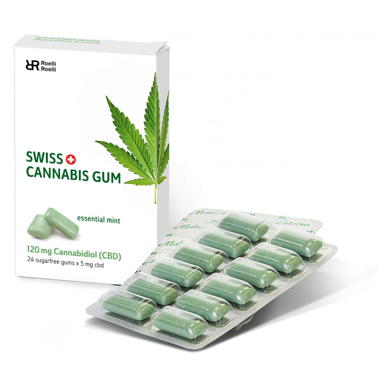 SWISS CANNABIS Gum 120 mg CBD Mint Box 24 Stück