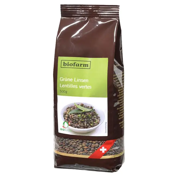Biofarm Grüne Linsen CH Knospe Beutel 500g