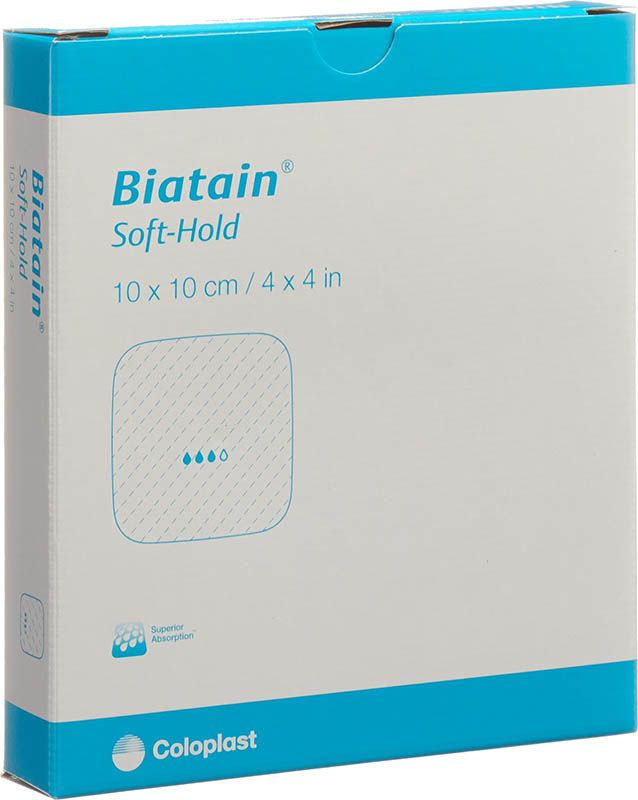 Biatain Soft-Hold Schaumverband 10x10cm 5 Stück