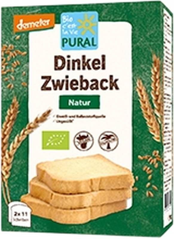 Pural Dinkelzwieback ohne Zucker Demeter 200g