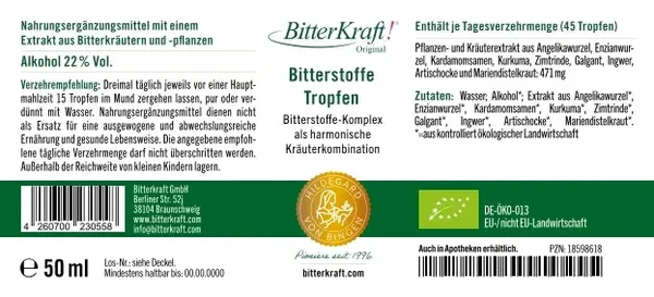 BitterKraft! Original Tropfen BIO 50ml mit Pipette