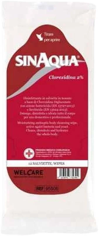 SINAQUA Waschhandschuh 2 % Chlorhexid 8 Stück