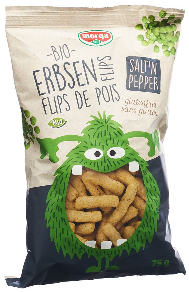 Morga Erbsen Flips Salz&Pfeff Bio glutenfrei 75g Morga Erbsen Flips Salz&Pfeff Bio glutenfrei 75g