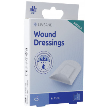 Livsane Sterile Wound Dressings 5x7.5cm 5 Stück Livsane Sterile Wound Dressings 5x7.5cm 5 Stück
