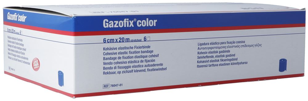 GAZOFIX kohä Fixierbinde 6cmx20m blau latexfrei 6 Stück