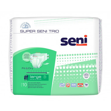 Super Seni Trio Windelhosen L atmungsaktiv Hüftumfang 100-150cm 8 Tropfen 10 Stück