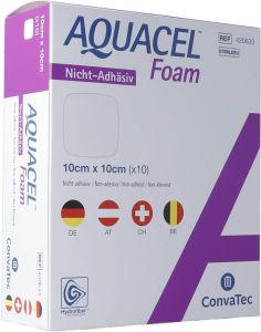 AQUACEL Foam nicht-adhäsiv 10x10cm 10 Stück