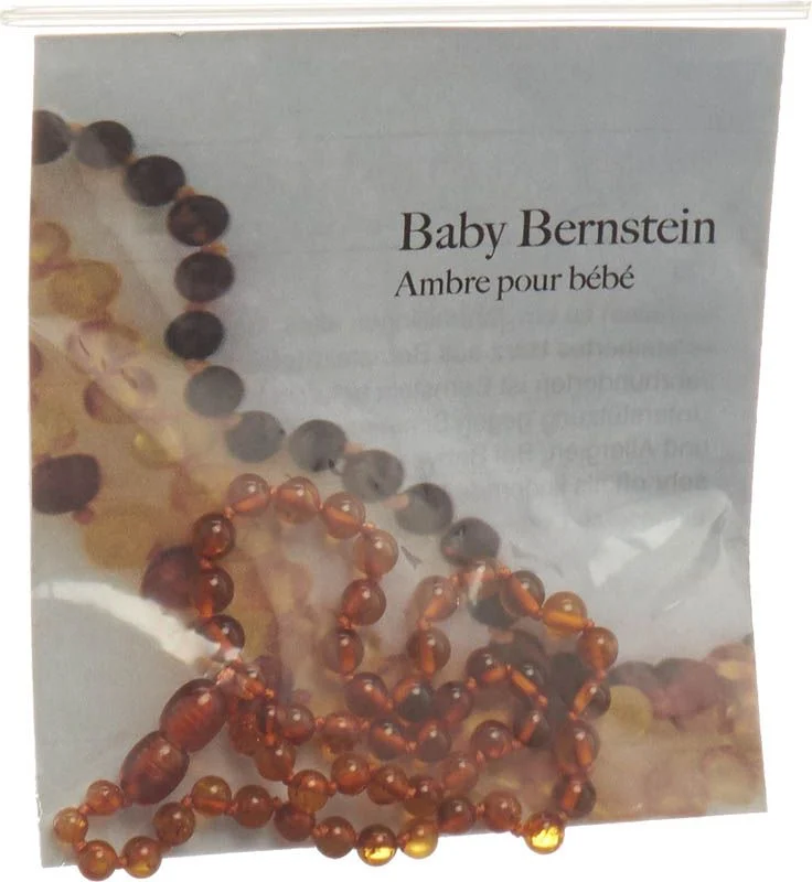 SELENAS Baby Bernsteinkette Kugeln cognac abgerun