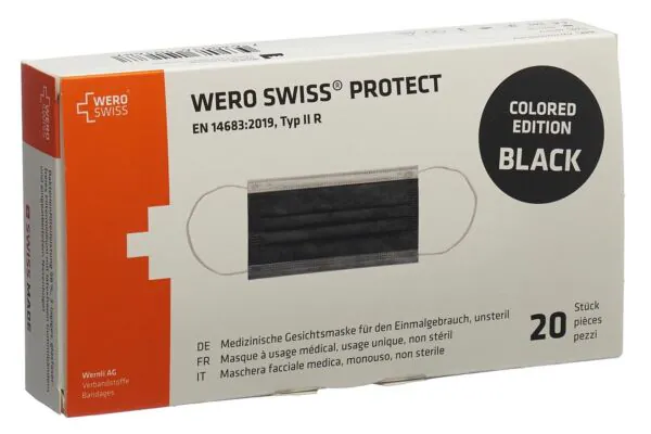 WERO SWISS Protect Maske Typ IIR schwarz Box 20 Stück