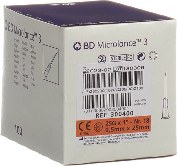 BD MICROLANCE 3 Inj Kanüle 0.50x25mm orang 100 Stück