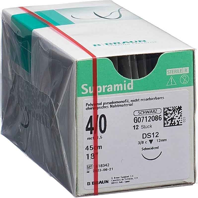 Supramid 45cm DS 12 4-0 schwarz 12 Stück