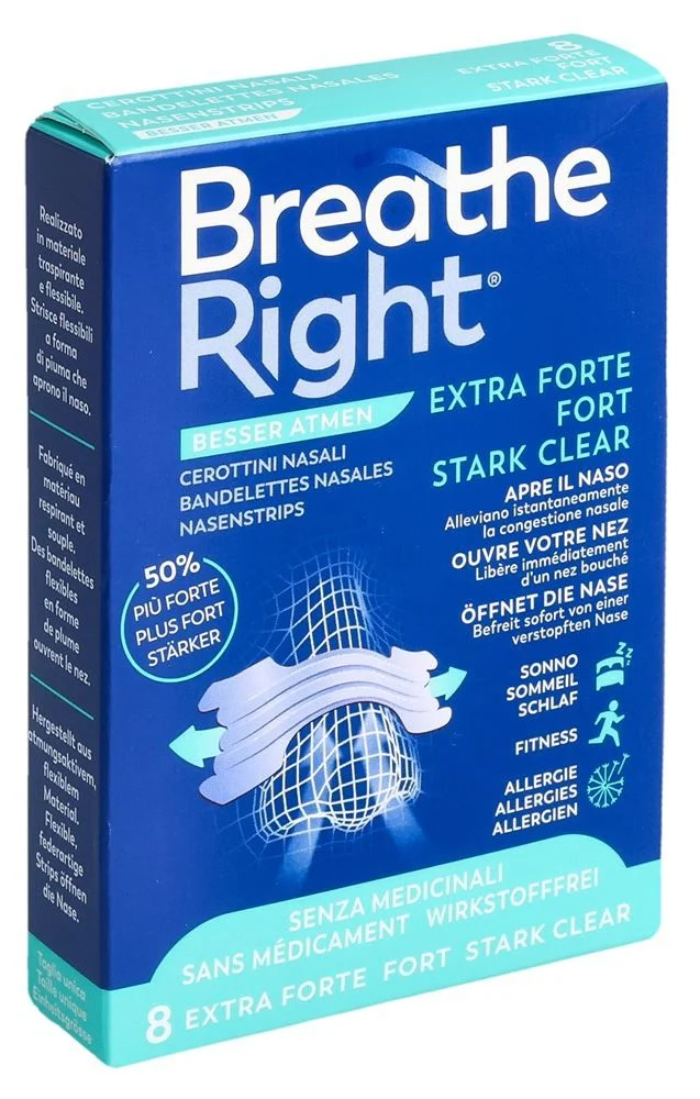 Breathe Right Nasenpflaster EXTRA Stren CLEAR 8 Stück
