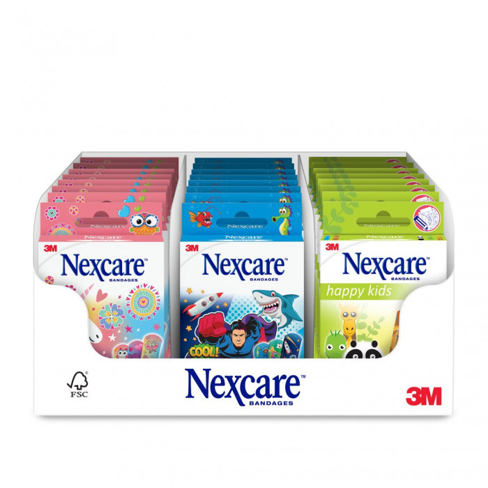 3M Nexcare Display Kinderpflaster Mixed Happy Kids 24 Stuck 3M Nexcare Display Kinderpflaster Mixed Happy Kids 24 Stuck