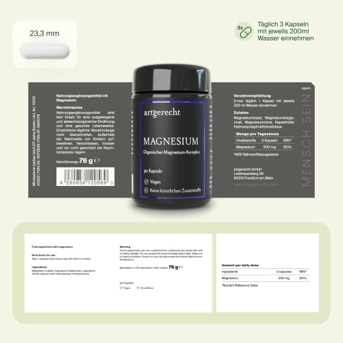 artgerecht Magnesium organisch 90 Kapseln